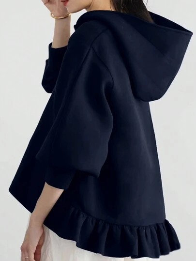 FRIFUL Women's Solid Color Long Sleeve Casual Hoodie Sweatshirt Zip Up