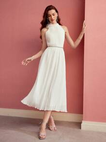MOTF PREMIUM TEXTURED STEREO FLORAL DRAPED DRESS - White - View 6