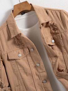 Manfinity Homme 男士休闲牛仔夹克，纯色，简约时尚，日常穿着，秋季款