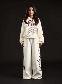 SUMWON WOMEN 运动阔腿运动裤超大运动家居服舒适健身训练运动服度假阔腿风格 - 白色 - 查看 3