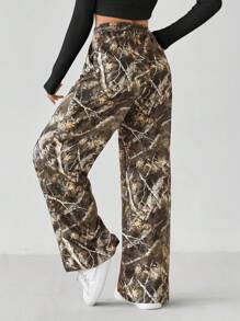 SHEIN Tall Women's Y2K Camouflage Branch Pattern Sweatpants Wide Leg Pants