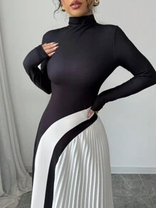 Selianne 拼色褶皱性感女式连衣裙 - 彩色 - 查看 6