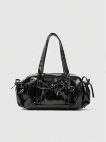 ROMWE Kawaii Fashion Bowknot Shoulder Large Capacity Tote Bag - Black - View 1