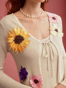 MOTF PREMIUM ÁO KHOÁC CẮT VÁ HOA PHÍA TRƯỚC, NGÀY VALENTINE - Màu Khaki - Xem 2