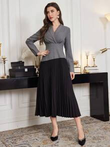 Modelyn Rochie de damă, lungă, plisată, elegantă - Multicolor - Vizualizare 6