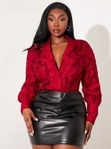 SHEIN SXY Blusa de mangas globo transparente de gasa con recortes para mujer talla grande, nueva colección Primavera/Verano 2025, ideal para noche de San Valentín, cita, look sexy y coqueto, fiesta de soltera, cumpleaños, casual, compras, salidas, fácil de combinar, estiliza la figura