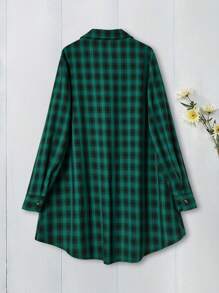 Rusticease Blusa suelta de manga larga, de una sola hilera de botones, de estilo casual a cuadros para otoño, para mujer