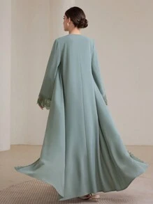 Graceveil 2pcs Women Traditional Long Dress & Abaya Coat Set Modest Fall Cloth For Women