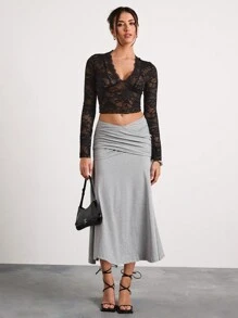 Glamine Falda larga plisada de estilo casual para mujer