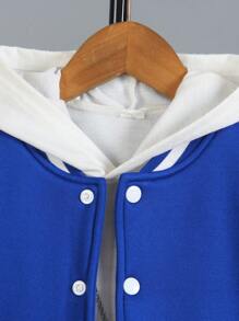 SHEIN 2pcs/Set Young Boys College Style Stand Collar Long Sleeve Jacket And Lengthened Pants Baseball Uniform Set, Oversized Loose Fit, Contrast Color Design, Classic & Fashionable, Soft And Comfortable, Suitable For Daily, School, Sports, Entertainment, Vacation