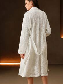 Anewsta Women's Elegant Solid Color Lace Pocket Design Trench Coat - Beige - View 4