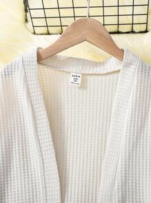 SHEIN Tween Girl 2 件套：纯色落肩开衫 + 纯色无袖连体裤，休闲