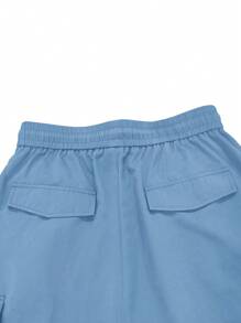 Chillumni Loose Fit Men Flap Pocket Side Cargo Pants - Baby Blue - View 7