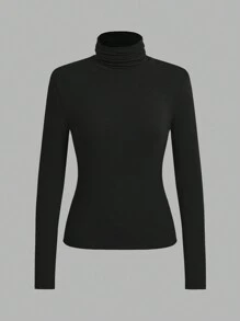 Modelyn 3件装女士基础款高领针织T恤，黑色、白色、棕色，秋冬款 - 彩色 - 查看 4