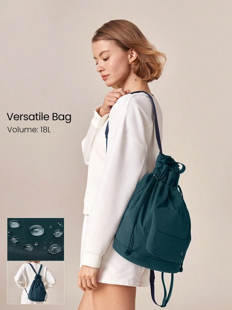 18L Easy Carry Multi-Style Crossbody Backpack Drawstring Shoulder Bag With Adjustable Straps Daily Casual