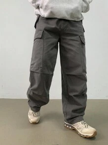 DAZY 男士休闲灰色直筒工装牛仔裤，秋季 - 卡其色 - 查看 8