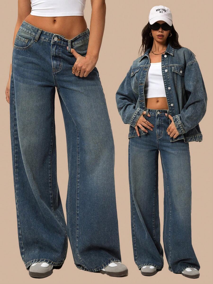 Forever 21 Women's Simple Front Button Pocket Casual Jeans - Blue - View 1