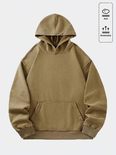 Street Life Herren Streetwear Vintage gewaschener Loose Fit Kapuzenpullover (verstärkte Nackenpartie, Saum und Schulternähte um Deformation zu verhindern)