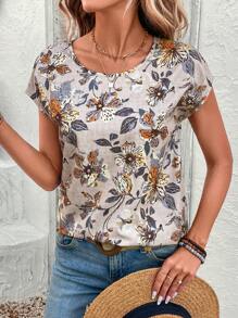 EMERY ROSE Women's Casual Floral Allover Print Shirt For Vacation - Multicolor - View 5