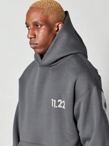 SUMWON Cozy Streetwear Varsity Text Oversized Kangaroo Pocket Fall Winter Casual Fitness Athleisure Sweatshirt Athletic Design Plus Size
