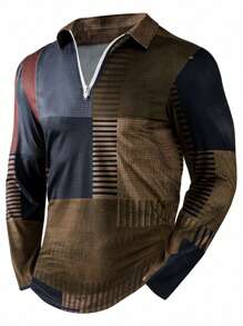 Manfinity Homme Mature Casual POLO Colorful Digital Print Shirt