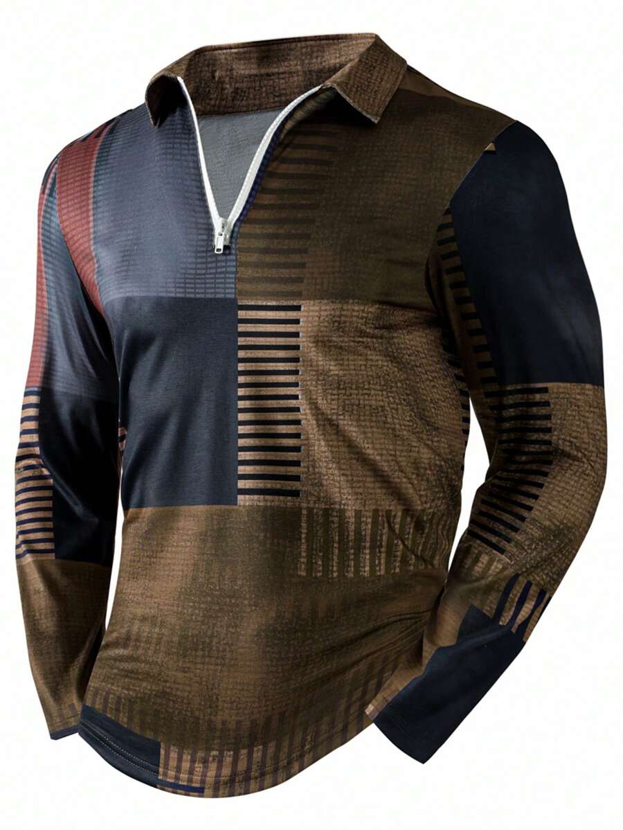 Manfinity Homme Mature Casual POLO Colorful Digital Print Shirt