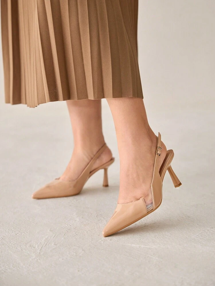 CUCCOO CURVES Women's Classic Pointed Toe Stiletto High Heels Sandals, Elegant, Romantic, Sexy, Sophisticated, Made Of Faux Leather. Suitable For Spring/Summer, Casual, Party, Date, Afternoon Tea, Evening, Business, Formal Occasions