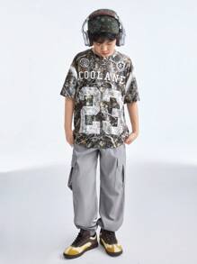 SHEIN Tween Winter/Spring Cargo Sportswear Grey Cuffed Pants - Grey - View 6