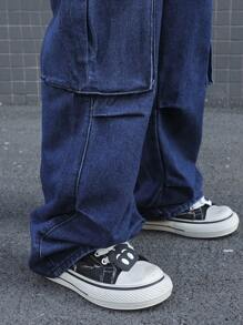 Manfinity EMRG Men's Simple Pocket Button Jeans, Casual Everyday Wear - Medium Wash - View 6