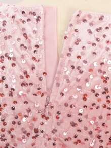 SHEIN Tween Girl Satin Paljett Puffy Tutu kjol, trendig röd - Rosa - Visa 4