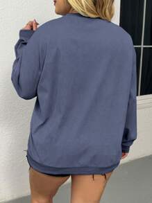 INAWLY 大码女式休闲简约日常纯色灯芯绒落肩宽松卫衣，适合秋季、冬季、毕业季、教师节、返校季等场合穿着。