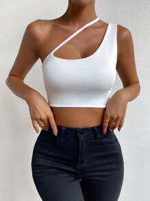 Chiquease Top crop de un hombro - Blanco - Ver 7