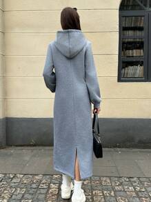 Muchica Sweater Dress Long Grey Thermal Lined - Grey - View 2