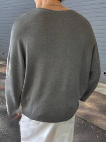 Claim Dot Men's Round Neck Long Sleeve Pattern Detail Casual Sweater - Multicolor - View 2