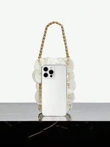 SHEIN SXY Ladies, Women Top Handle Bags, Fashionable, Elegant, Simple, Personalized, Versatile, Shell Pieces, Metal Handles, For Beach, Vacation, Holiday, Summer ,Vacation Essentials