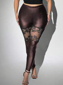 Viva Relle Leggings de grande taille en patchwork de dentelle pour l'été