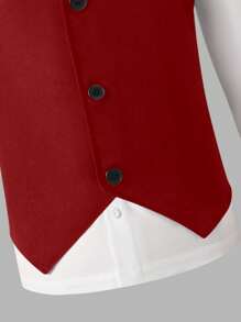 SHEIN 2 件套青少年男孩绅士套装，包括无袖背心夹克和长裤，优雅正式西装，适合生日派对、婚礼、正式场合、周年纪念、毕业典礼 - 酒紅色 - 查看 5