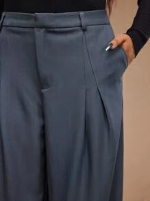 Forever 21 Spring New Office/Commute Plus Size Women Wide Leg Loose Long Trousers - Grey - View 3