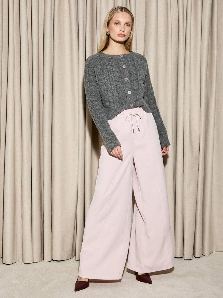 Tie Waist Wide Leg Trouser