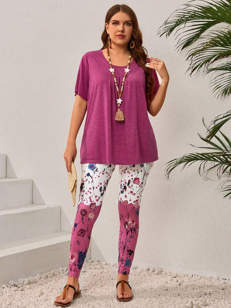 Leggings imprimés fleuris pour vacances, grande taille, pour femmes au début du printemps et de l'été