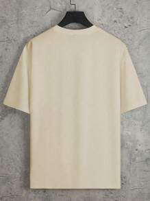 Manfinity Homme Men's Letter Print Loose Fit Casual Round Neck Short Sleeve T-Shirt
