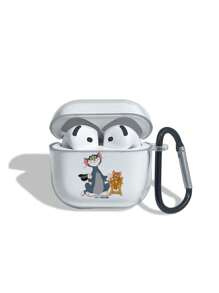 TOM & JERRY X SHEIN Cute Cartoon Pattern Transparent Bluetooth Earphone Case With Hook