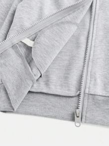 SHEIN 女童春秋季连帽外套，时尚休闲户外装 - 灰色 - 查看 8