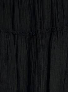 SHEIN BAE Plus Size Women's Black Pleated A-Line Skirt, Suitable For Date, Valentine's Day, Party, Fitted, Plain, Basic Women Clothes, Summer, Tight, Easter, Spring