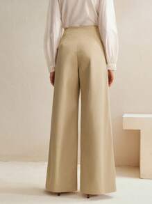 Anewsta Pantalones anchos de unicolor elegantes y de moda para commuter, para mujeres