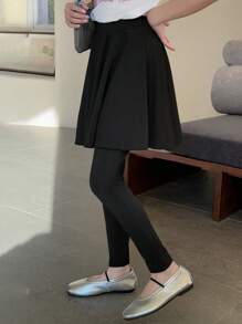 DAZY Tween Girls' Solid Color Slim Fit Casual Everyday Leggings Tights