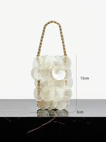 SHEIN SXY Ladies, Women Top Handle Bags, Fashionable, Elegant, Simple, Personalized, Versatile, Shell Pieces, Metal Handles, For Beach, Vacation, Holiday, Summer ,Vacation Essentials