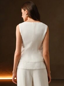 Anewsta Áo nữ mùa hè ôm dáng, kín đáo, thiết kế hoa 3D. - trắng - Xem 3