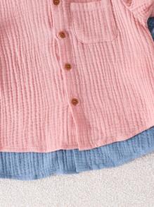 SHEIN 4pcs/Set Young Boy Casual Comfortable Pink & Blue Shirt And Shorts Outfit Sets, Siblings Matching Sets, Suitable For Kids Outfits, Back To School, Birthday Parties, Evening Events, Performances, Weddings, Baptisms, School Commencements. Suitable For Daily Wear, School, Travel, Sports, Styles, Spring, Summer