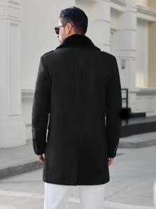 Manfinity VCAY 男士编织翻领保暖贴肩插肩长袖大衣，适合秋冬季